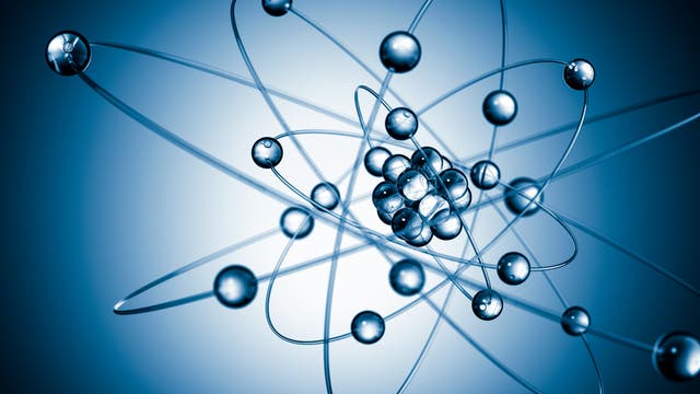 Atommodell mit Protonen und Elektronen