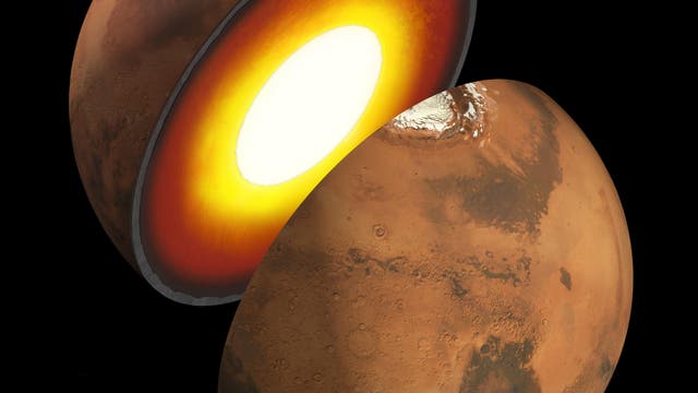 Schnitt durch unseren Nachbarplaneten (künstlerische Darstellung)
